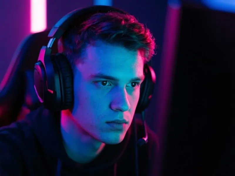 职业电竞选手全神贯注